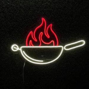 Flaming Pan Neon Sign for Shop